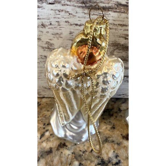 Vintage Glass Blown Angels Christmas Ornament Lot Of 2 - Picture 6 of 8
